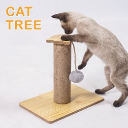 27cm 10.62Inches Cat Posts Scratcher Scratching Pets Supplies Toy Wooden Cute House Sisal Cat Tree