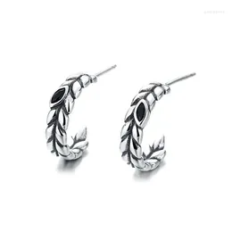 Stud Earrings 078FR ZFSILVER S925 Silver Korean Fashion Trendy Design Simple Lovely Retro Eye Feather Earring Charms Jewellery Party Girls