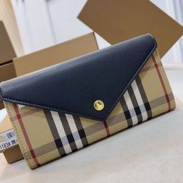 Designer Fashion Men's and Women's Letter Bag Plaid purse Plaid Card Bag Letter Discount Original box card holder double fold wallet Cheque flowers