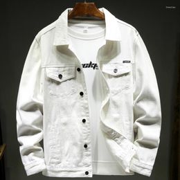 Men's Jackets 2023 Men's Autumn Casual White Denim Jacket Workwear