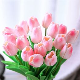 Artificial Flowers PU Tulips Fake Tulip Flower Bouquet for Home Office Bridal Wedding Party Festival Decor Flower