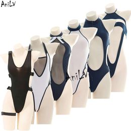 Ani Bodysuit One-piece Swimsuit Series Costume Xmas Women Sexy High Neck Hollow Out Pamas Lingerie Uniform Set Cosplay cosplay