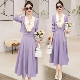 Two Piece Dress Spring Autumn Xiaoxiangfeng Professional Suit Sets 2023 Korean Fashion Short Jackets Elegant Half Skirt Set For Women