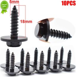 New 10Pcs J35 Universal Self Tapping Tapper Screw And Washer 5 x 18 mm Black 8mm Hex Head Self Tapping Tapper Screws For BMW Bens