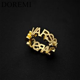 Wedding Rings DOREMI 3mm Thick Letters Designer Jewellery Ring Girls Finger Ring Custom Name Initial Letter Ring Women Open Ring Jewellery 231031