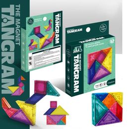 Drawing Painting Supplies Magnetic Colourful 3D Tangram Jigsaw Toy Kid Logical Thinking Training Drawing Board Games Montessori Education Toys For Children 231031