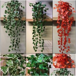 Decorative Flowers Wreaths Decorative Flowers Artificial Plants Red Green Vine Branches Wall Hanging Plastic Rattan Home Wedding Par Dhcbh