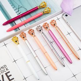 wholesale Creative Multicolor Crown Ballpoint Pen Metal Ring Roller Ball Pens School Office Supplies Business Pen Stationery Student Gift