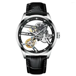 Wristwatches JINLERY Hollow Diamond Tourbillon Watch Special Skeleton Mechanical Hand Wind Luxury Wristwatch Steel Leather Sapphire Clock