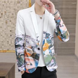 Men's Suits 2023 Men Casual Blazer British Style Business Slim Fit Suit Coat High Quality Long Sleeve Male Formal Single Buckle Jacket