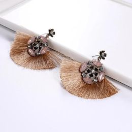 Dangle Earrings Fashion Retro Style Fan-shaped Cotton Rope Tassel Drop For Women Bohemian National Wind Pendant Earring Ethnic Jewellery