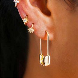 Gold U-shaped Stud Earrings Paper Clip Pin metal Gold Rose Colour Earrings Jewellery Pinna Minimalist Jewellery GC2429