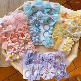 Hair Accessories 10pcs Bow Flower Children Ring Sweet Baby Does Not Hurt Lovely Headwear Loop Kids Rope