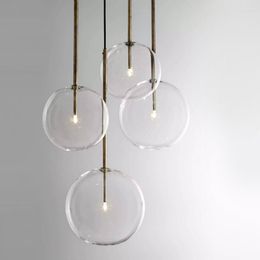 Pendant Lamps Nordic Simple Transparent Glass Bubble Design Single Head Lamp Modern G4 Gold Hardware Restaurant DIY Decor LED Light