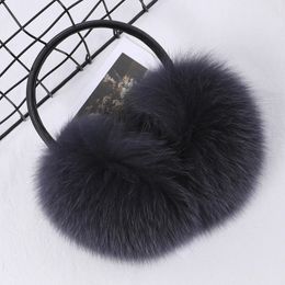 Ear Muffs Real Raccoon Fur Hang Cover Warm Winter Earmuffs Headwear Cold Warmer Protection Headband 231101