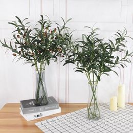 Decorative Flowers 1pc Simulation Olive Branch Artificial Fake Green Leaf Fruit Plant Pography Props Flower Arrangement Home Garden Decor