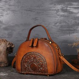Evening Bags Vintage Genuine Leather Handbag Ethnic Style Fashion Shoulder Bag Top Layer Cowhide Versatile Crossbody