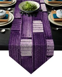 Table Runner Purple Brick Mosaic Texture Modern Table Runner For Wedding Party Chirstmas Cake Floral Tablecloth Home Decoration 231101