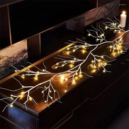 Strings Creative White Birch Garland Light 7.3FT 48LED Battery Bendable Twig Vine Tree Lamp For Walls Xmas Mantle Decor