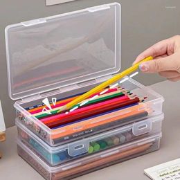 Large Capacity Pencil Case Box PP Material Transparent Stackable Office Supplies Storage Organiser