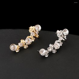 Backs Earrings ZLDYOU Women Piercing Stud Jewellery Ear Cuff Big Small Full Crystal Flower Earcuff Clear Zircon Gift Clip Earring