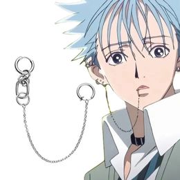 Waist Chain Belts Fake Piercing Lip Clip Earring Anime NANA Okazaki Shinichi Cosplay Punk Linked Earrings Hinged Ring Accessories 1 Set 231101