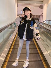 Jackets Spring Autumn Children's Fashion Girls Jacket Baseball Sport Clothes Kids Teenage Coats And Outerwear 6 8 10 12 14Years Old 230331