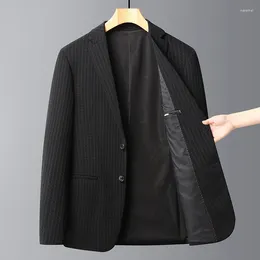 Men's Suits 2023Four Seasons Boutique Blazer Trend Handsome High-end Business Small Check Dark Solid Color Micro Elastic