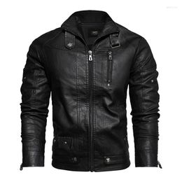 Men's Jackets 2023 Brand European And American Style Autumn Winter Men's Vintage Leather Jacket Fashion High Quality Pu Coat