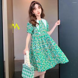 Girl Dresses Menoea Green Baby Floral Girls Dress Teens Kids Summer Child Casual Clothes 4-13 Years Old Vestidos