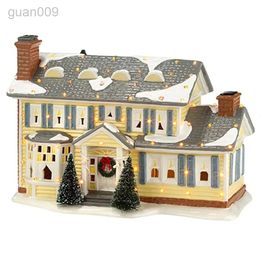 Bright lighting architecture Christmas decoration mini resin house with Santa Claus car house and more resin mini Christmas 231101