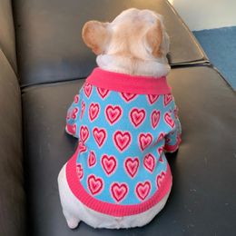 Dog Apparel Sweater Heart Puppy Pet FallWinter Animal Pattern Clothes Teddy Bichon Soft Pullover Warm Supplies 231031