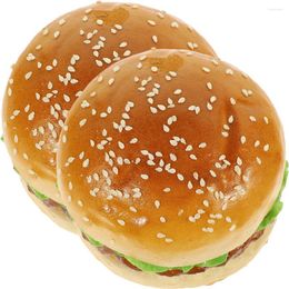 Party Decoration 2 Pcs Simulated Hamburger Model Cake Accessories Fake Food Decors Display Models Burgers Paper Cup Artificial Bread