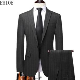 Men's Suits Blazers S-5XL High Quality suit Trousers Men's Striped Casual Groom Wedding Dress Business Formal Wear Professional Two Piece Set 231101