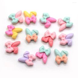 Decorative Flowers 50/100pc Resin Kawaii Bow Ears Flatback Cabochon Cartoon Embellishments Scrapbooking DIY For Hair Jewelry