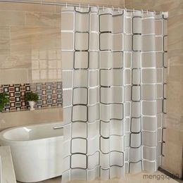 Shower Curtains Bathroom Shower Curtains Waterproof Bath Curtain Modern Geometric Pattern Farmhouse Home Decoration Translucent R231101