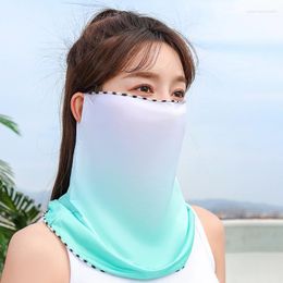 Scarves Female Summer Silk Sunscreen Mask Women Hanging Ear Scarf Girls Outdoor Riding UV Protection Breathable Neck Guard Veil