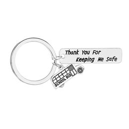 Key Rings Funky Lettering Student Key Rings School Bus Thank You For Kee Me Safe Women Men Keychain Jewellery Friend Gift Drop Delivery Dhakl