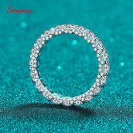 Solitaire Ring Smyoue 2.1CT White Gold Plated Rings for Women 100% 925 Sterling Silver Full Enternity Diamond Band Wedding Ring GRA 231031