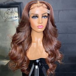 13x4 Chocolate Brown Lace Front Wigs Body Wave Synthetic Lace Wig Glueless Heat Resistant Hair Brown Lace Front Wigs for Womenfa