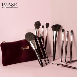 Makeup Brushes 12 PCS Eyeshadow Tools Portable Black Set Foundation Storage Powder Contour Professional Natural Goat Hair Brush