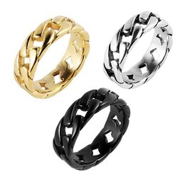 316L Gold Silver Stainless Steel Ring for Men AAAAA Quality Black Hollow Chain Rings Fashion Jewellery Wholesale Price