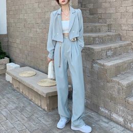 Women's Two Piece Pants 2023Women Loose Casual Set Short Section Suit Jacket Wide Legged Women Spring And Summer Clothes For 2