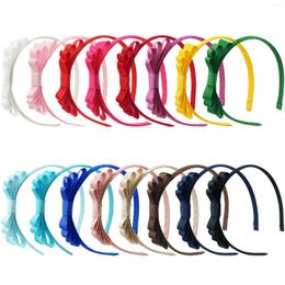 Hair Accessories 3 PCS 4 Inch Plastic Headbands For Girls Twill Fabric Bows Hoops Baby Kids