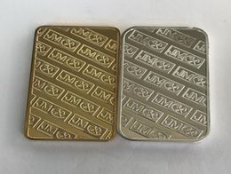 10 pcs Non magnetic Johnson Matthey sivler gold plated bars 50 mm x 28 mm 1 OZ JM coin decoration with different laser serial numb6714244