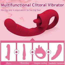 New Clitoral Tongue Licking g Spot Vibrator Realistic Big Dildo Clitoralis Stimulator 10 Licking Vibrating Adult Sex Toys for Women 230316
