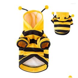 Dog Apparel Dog Apparel Bee Costume Pet Halloween Hoodies Soft Cat Holiday Cosplay Warm Clothes Funny Outfits For Dogs Kitten Puppy Dr Dhpge