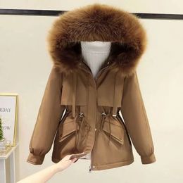 Women's Down Parkas 2023 Women Winter Jacket Fur Collar Loose Slim Warm Wool Liner Hooded Parka Coat Female Outwear 231031