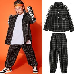 Stage Wear Children'S Hip-Hop Dance Costumes For Kids Boys Lattice Jacket Shirt Hiphop Pants Suit Girls Jazz Street Clothes DQS5795