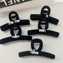 11cm Crystal Letter Hair Claws Women Black Velvet Letter Claw Clamp Clips 5 Styles